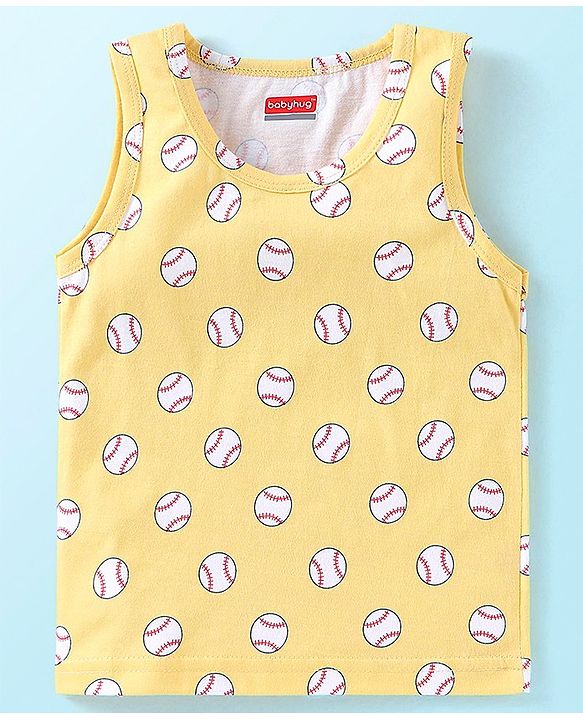 Babyhug 100% Cotton Knit Sleeveless Striped Sandos Balls Print Pack of 3 - Multicolour