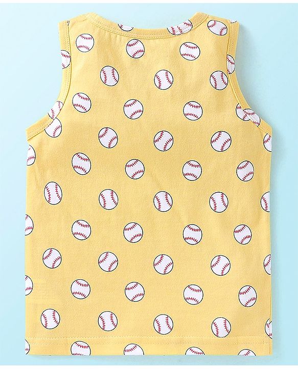 Babyhug 100% Cotton Knit Sleeveless Striped Sandos Balls Print Pack of 3 - Multicolour