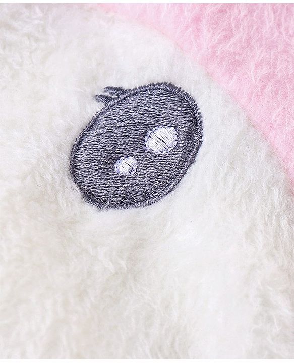 Babyhug Knit Full Sleeves Winter Wear Romper with Eyes Applique - Pink