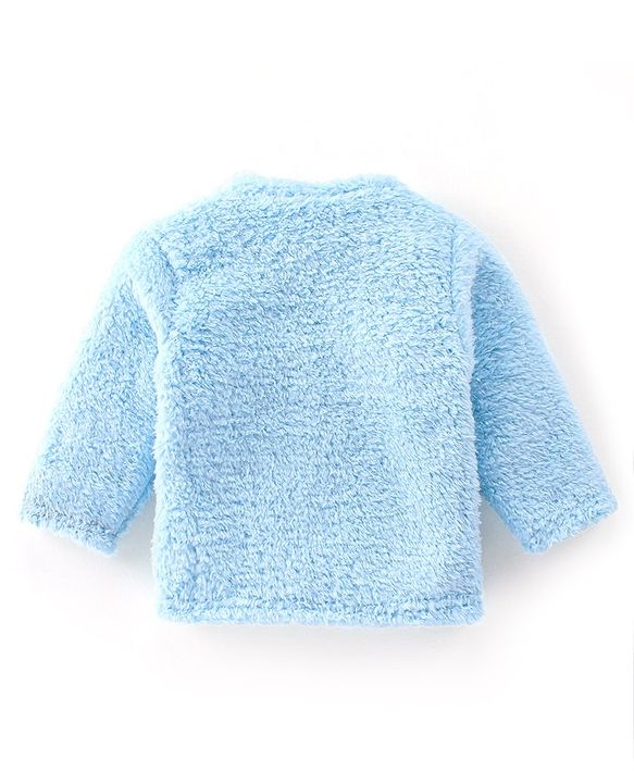 Babyhug Full Sleeves Winter Wear Top & Pajama Set Teddy Applique - Blue
