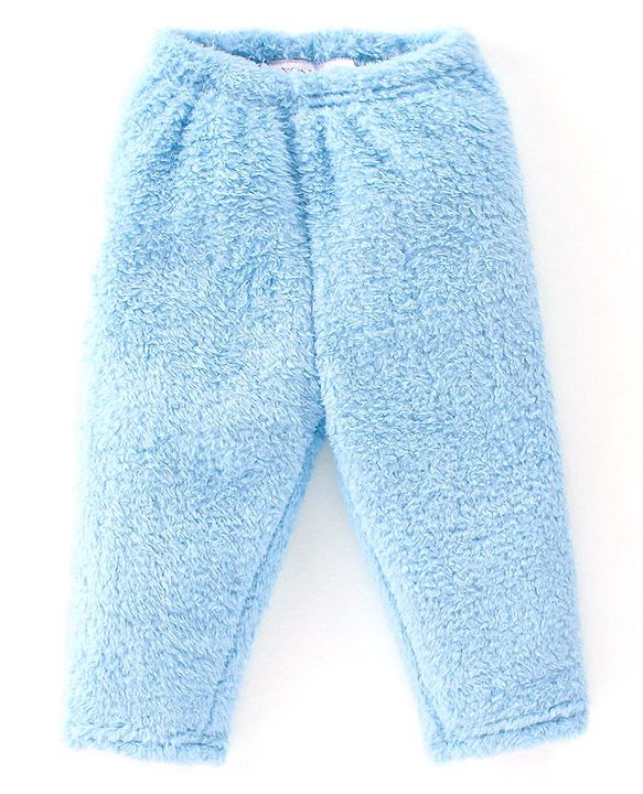 Babyhug Full Sleeves Winter Wear Top & Pajama Set Teddy Applique - Blue