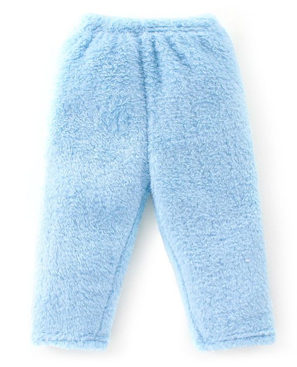 Babyhug Full Sleeves Winter Wear Top & Pajama Set Teddy Applique - Blue