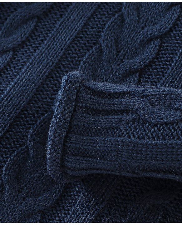 Babyhug Full Sleeves Cable Knit Design Sweater - Navy