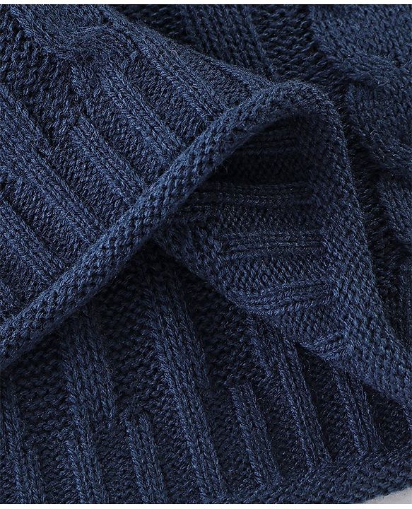 Babyhug Full Sleeves Cable Knit Design Sweater - Navy
