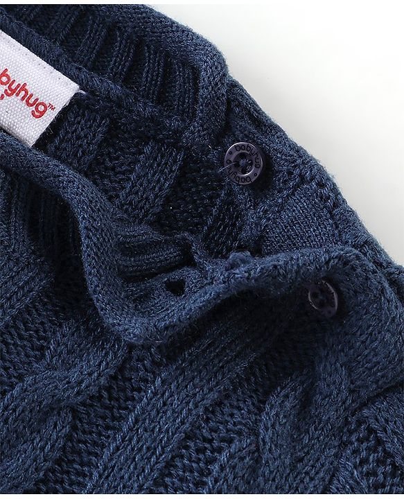 Babyhug Full Sleeves Cable Knit Design Sweater - Navy