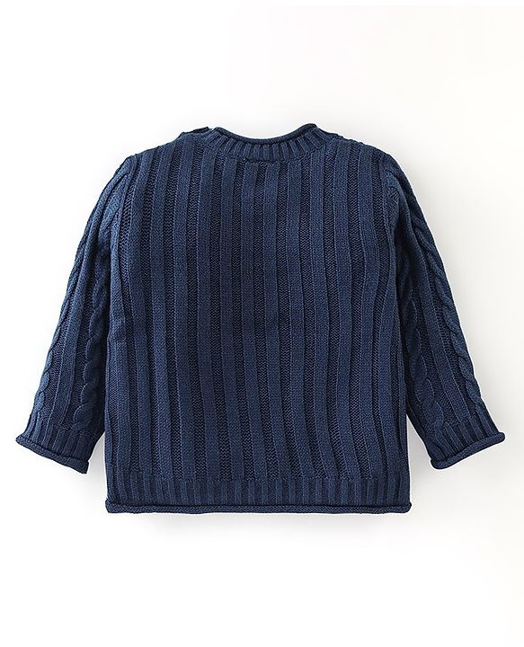 Babyhug Full Sleeves Cable Knit Design Sweater - Navy