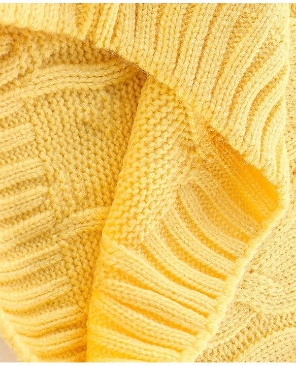 Babyhug Knit Full Sleeves Embroidered  Sweater - Yellow