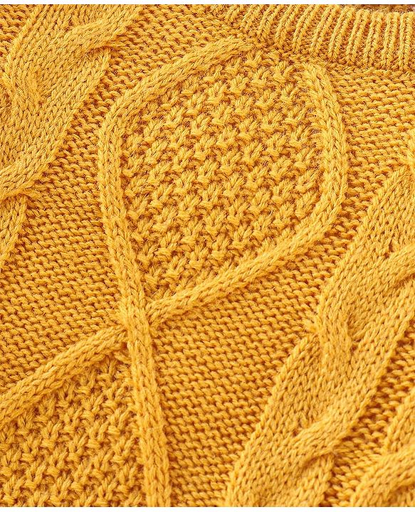 Babyhug Full Sleeves Sweater Cable Knit Design- Yellow