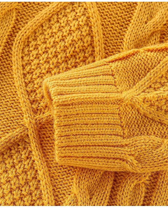 Babyhug Full Sleeves Sweater Cable Knit Design- Yellow
