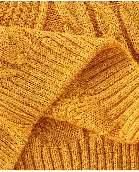 Babyhug Full Sleeves Sweater Cable Knit Design- Yellow