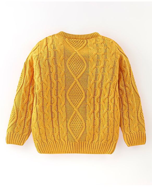 Babyhug Full Sleeves Sweater Cable Knit Design- Yellow