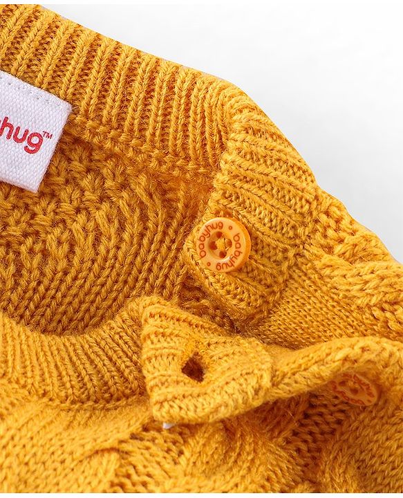 Babyhug Full Sleeves Sweater Cable Knit Design- Yellow