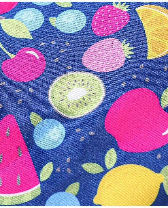 Babyhug Sleeveless V Cut Swimsuit Apple Print - Navy Blue