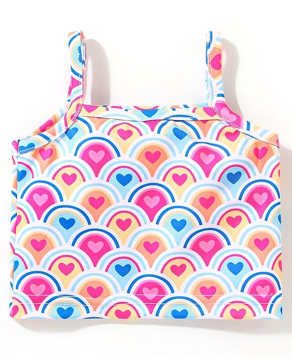 Babyhug Sleeveless Two Piece Swimsuit Heart  Print - Pink