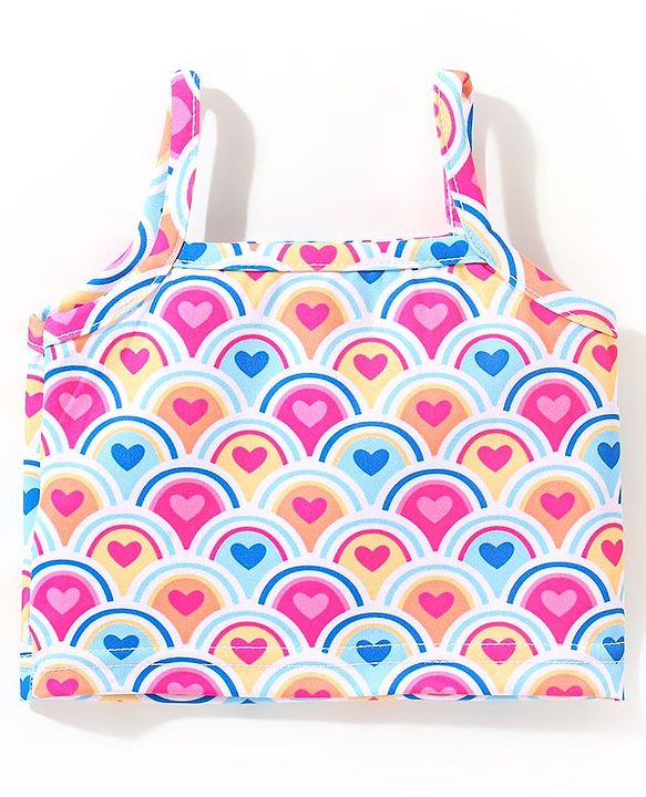 Babyhug Sleeveless Two Piece Swimsuit Heart  Print - Pink