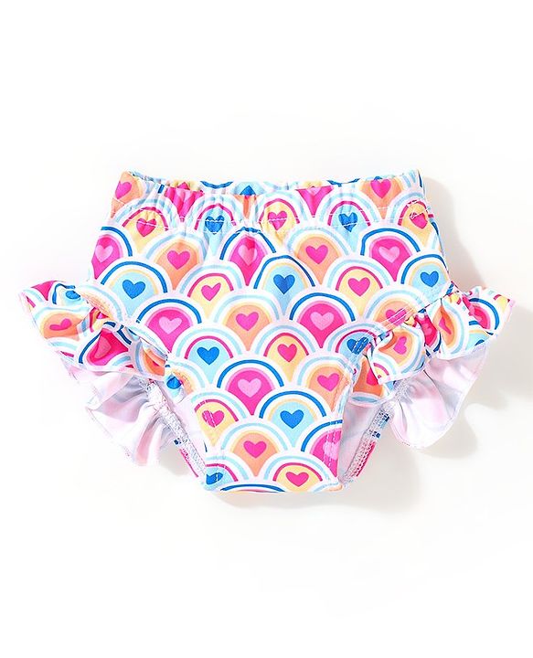 Babyhug Sleeveless Two Piece Swimsuit Heart  Print - Pink