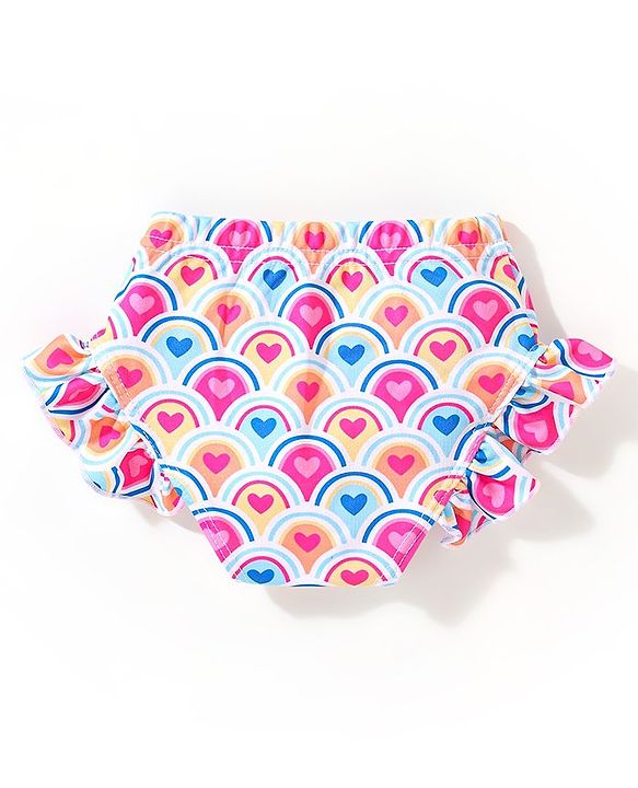 Babyhug Sleeveless Two Piece Swimsuit Heart  Print - Pink