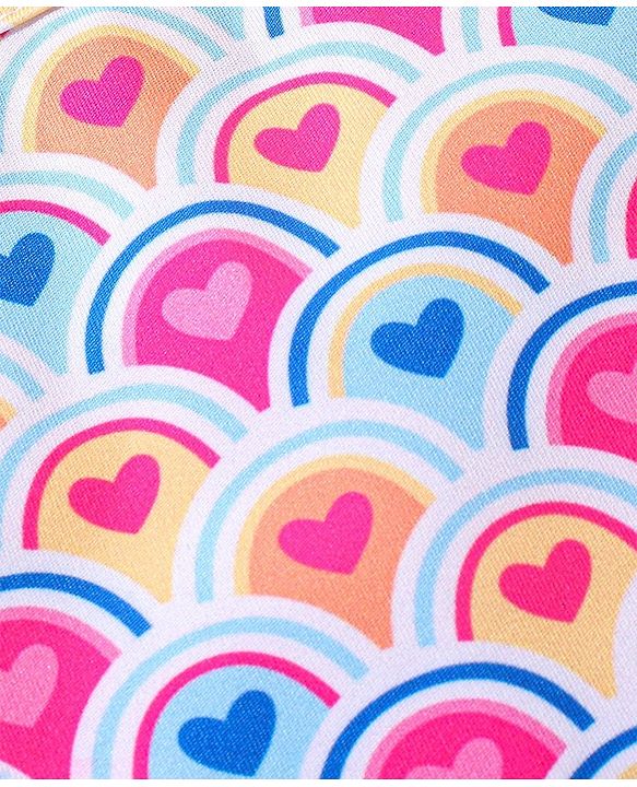 Babyhug Sleeveless Two Piece Swimsuit Heart  Print - Pink
