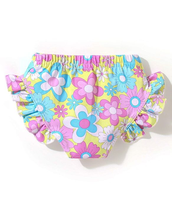 Babyhug Sleeveless Two Piece Swimsuit Floral  Print - Pink