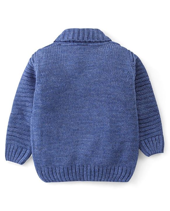 Babyhug Knit Full Sleeves Solid Color Sweater - Blue