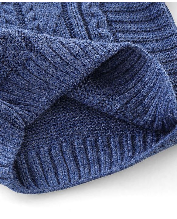 Babyhug Knit Full Sleeves Solid Color Sweater - Blue