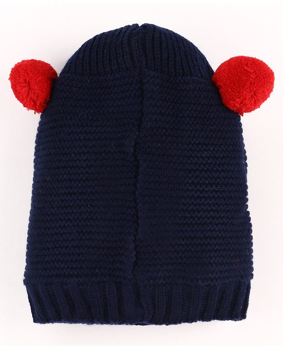 Babyhug  Woollen Caps with Pompom - Navy Blue