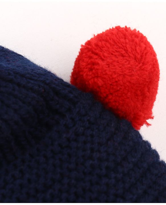 Babyhug  Woollen Caps with Pompom - Navy Blue
