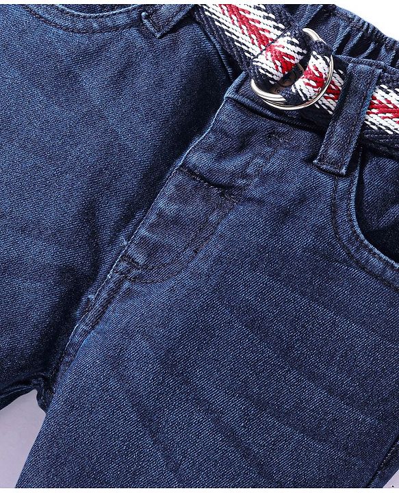 Babyhug Denim Washed Full Length Jeans with Stretch - Blue
