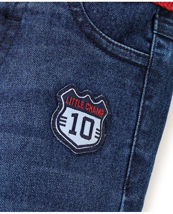 Babyhug Denim Full Length Washed With Stretch Jeans - Blue