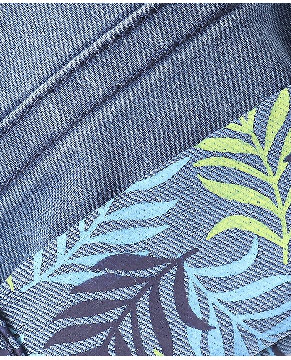 Babyhug Cotton Full Length Denim with Stretch Jeans Leafs Print   Fly With Zipper -  Blue