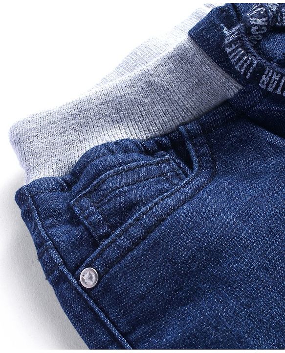Babyhug Cotton Full Length Stretchable Washed Denim Jeans - Dark Blue