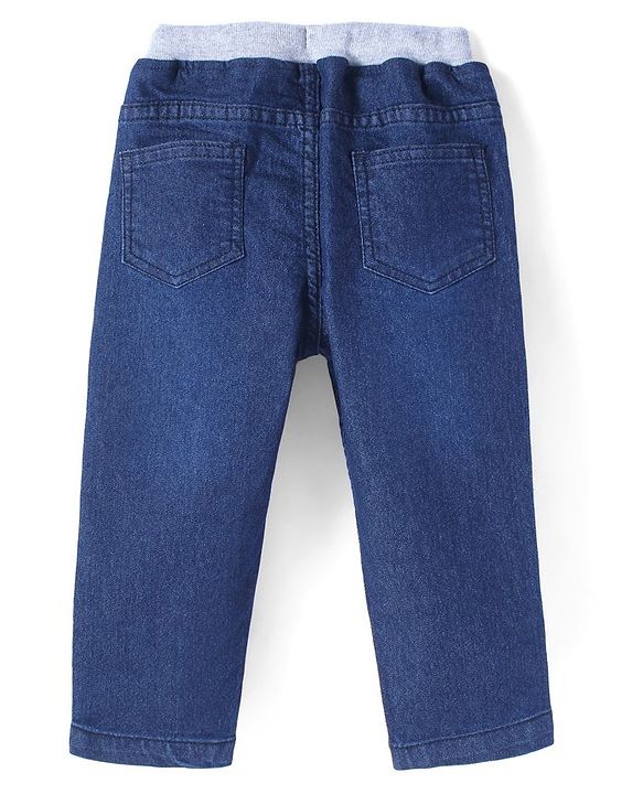 Babyhug Cotton Full Length Stretchable Washed Denim Jeans - Dark Blue