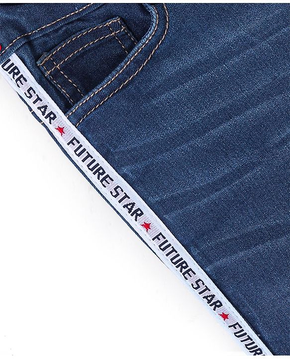 Babyhug Cotton Spandex Full Length Stretchable Washed Jeans - Blue