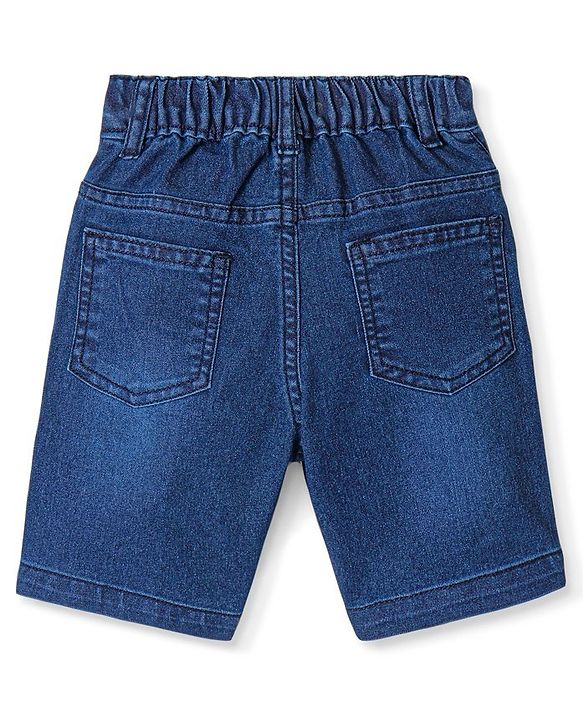 Babyhug Cotton Above Knee Length Bermuda with Stretch Text Print - Blue