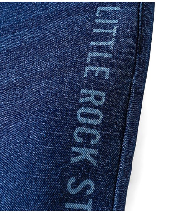Babyhug Cotton Above Knee Length Bermuda with Stretch Text Print - Blue