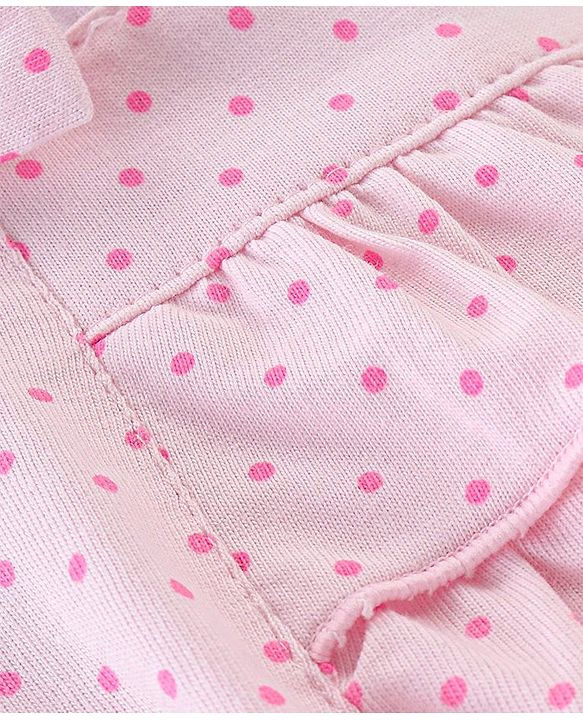 Babyhug 100% Cotton Half Sleeves Onesie with Bow Applique and Butterfly Print - Pink