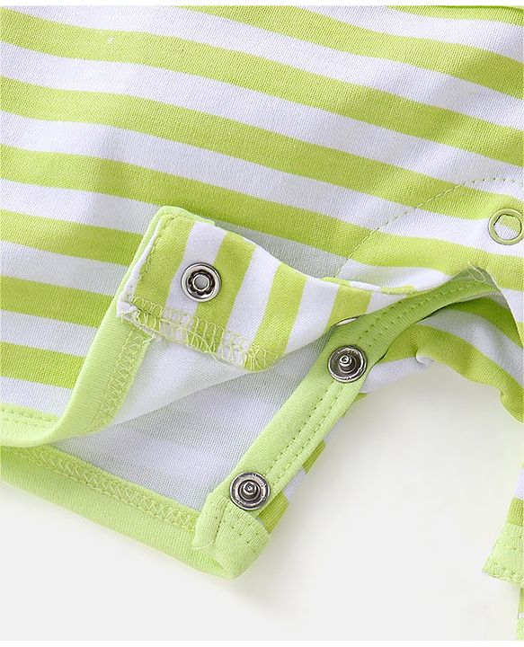 Babyhug 100% Cotton Half Sleeves Romper with Lion Print - Green