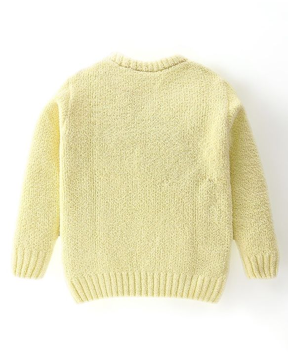 Babyhug Knitted Full Sleeves Sweatshirt With Sequins Star Design - Yellow