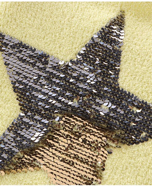Babyhug Knitted Full Sleeves Sweatshirt With Sequins Star Design - Yellow