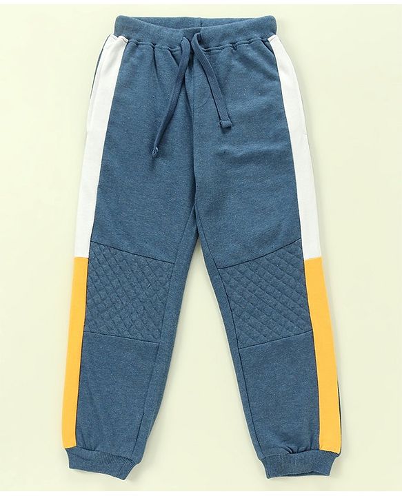 Babyhug 100% Cotton Full Sleeves Hooded T-Shirt & Lounge Pants With Text Embroidery - White & Blue