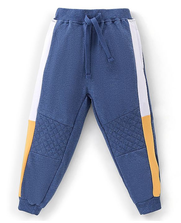 Babyhug 100% Cotton Full Sleeves Hooded T-Shirt & Lounge Pants With Text Embroidery - White & Blue