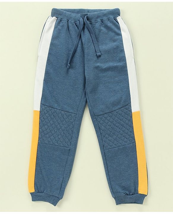 Babyhug 100% Cotton Full Sleeves Hooded T-Shirt & Lounge Pants With Text Embroidery - White & Blue