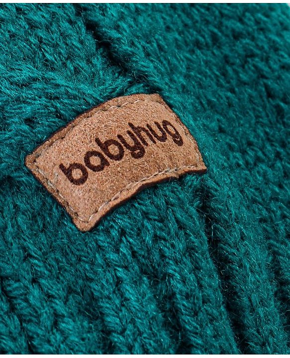 Babyhug Knitted Sleeveless Sweater with Cable Knit Design - Teal