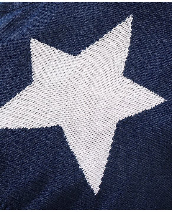 Babyhug Knit Sleeveless Sweater Star Design - Navy Blue