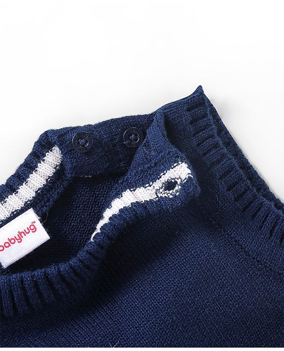 Babyhug Knit Sleeveless Sweater Star Design - Navy Blue