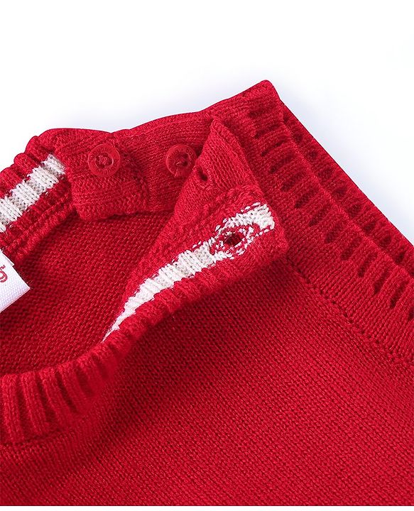 Babyhug Knit Sleeveless Sweater Star Design - Red