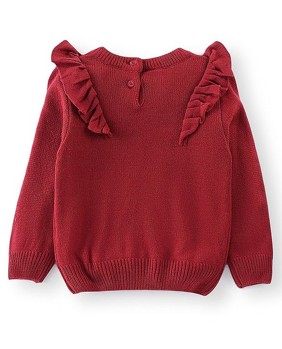 Babyhug Knit Full Sleeves Sweater Slowflake Design - Fushia