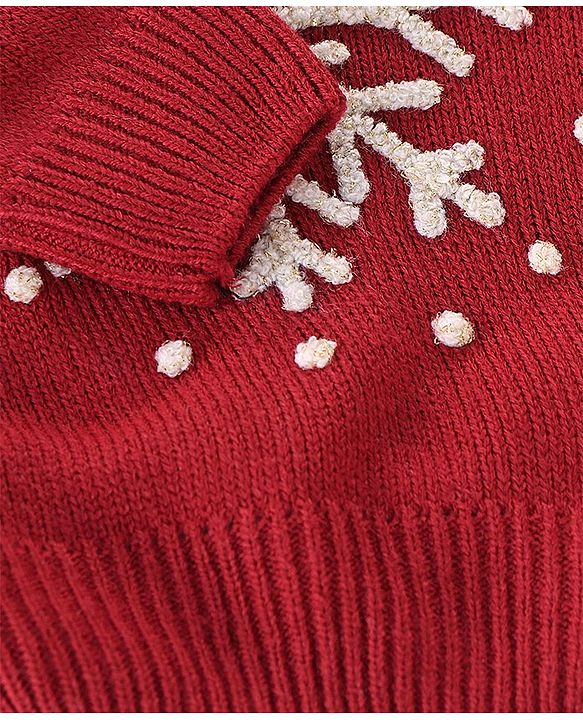 Babyhug Knit Full Sleeves Sweater Slowflake Design - Fushia