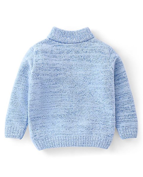Babyhug Knit Full Sleeves Solid Sweater - Blue
