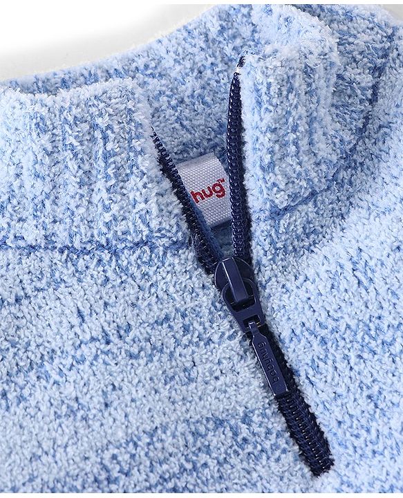 Babyhug Knit Full Sleeves Solid Sweater - Blue